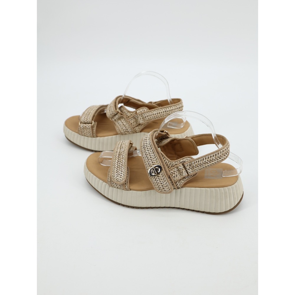 Dolce‎ Vita Folley Platform Sandals Raffia Velcro Beige Womens 10 Summer